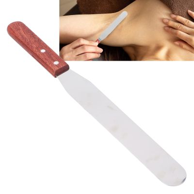 Metal Wax Spatula, Stainless Steel Wax Spatula Eyebrow Wax Metal Wax Spatula Straight Stainless Steel Body Wax Spatula With Wooden Handle For Hair Removal