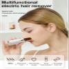 Facial & Body Hair Remover for Women, Electric Face Razor with Led Light for Instant and Painless, Safe Trimmer, Hair Face & Body, Upper Lip, Chin, Bikini, Safe and Compact (White/Gold Rechargeable) view 3