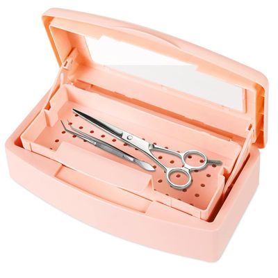 Gusnilo Sterilizer Box Nail Tool Disinfectant Jar Plastic Disinfectant Container Suitable for Nail Tools Hair Salons Beauty Centers and Manicure and Nail Equipment(Orange)