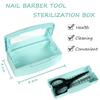 Gusnilo Barbicide Disinfectant Box Nail Art Tools Sanitizing Tray Disinfectant Container Nail Tool Sterilizer Box Plastic Clean Sterilizer Box Storage Organizer for Nail Manicure Tool (Light Green) view 2