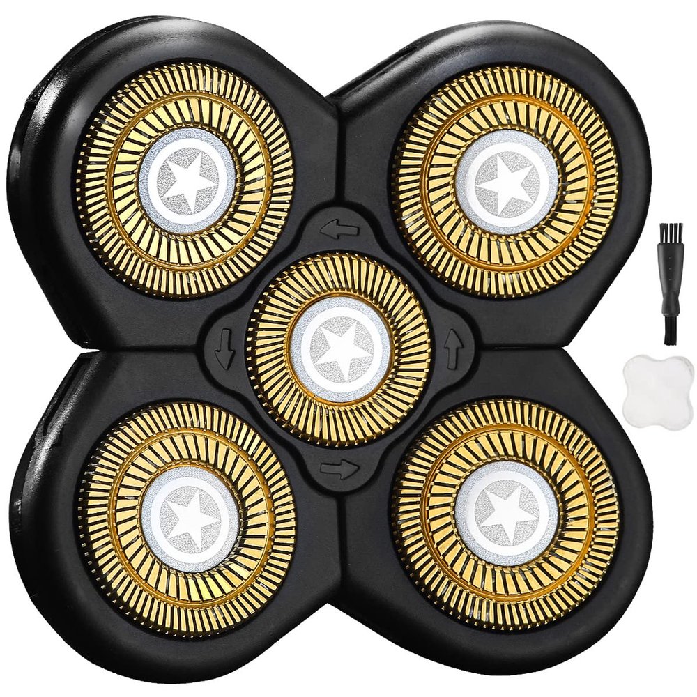 ANYSONIC Star 5 Blades Shaver Replacement Heads Compatible with Freedom Gold Head Shaver, ANYSONIC 5 Blades Replacement Blades Wet and Dry Use(5 Blades, Gold)