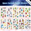 10 Sheets(120PCS) Space Temporary Tattoos for Kids Cartoon Fake Tattoo Stickers Cute Astronaut Rocket Alien UFO Star Design Waterproof Body Art Tattoo Sticker for Kids Birthday Party Decor Supplies view 2