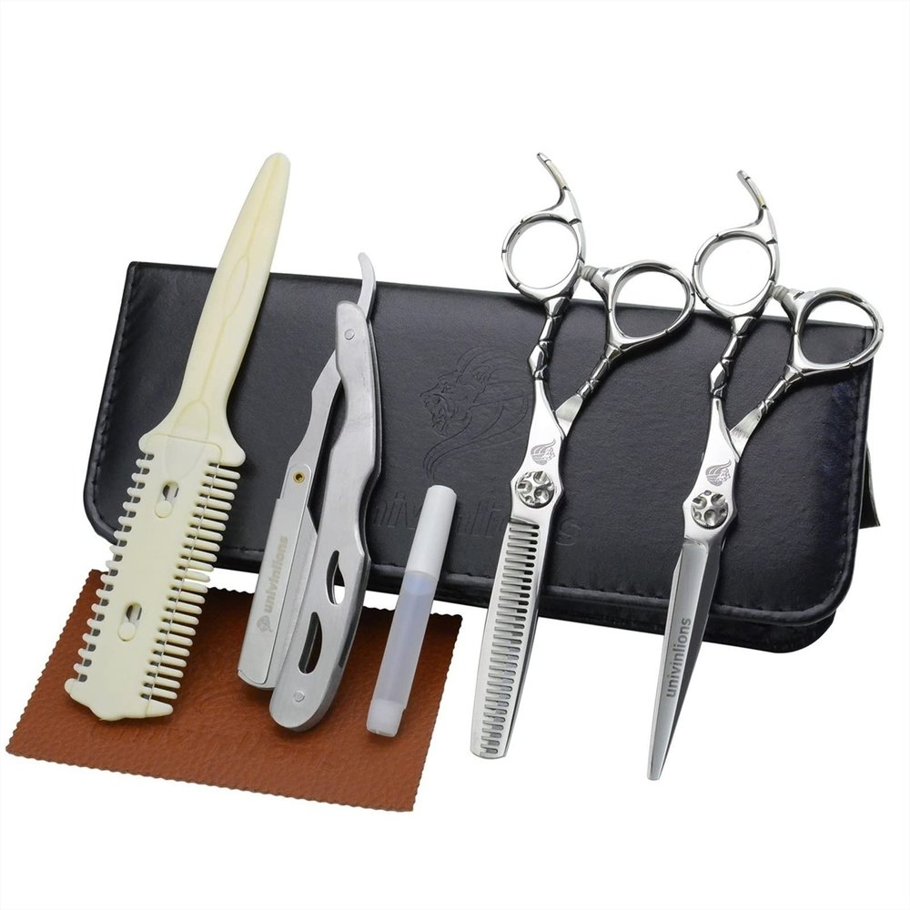 ATRIXU 6" Professional Hairdressing Scissors Kit Razor Edge Hairdresser Barber Scissors Hair Cutting Hair Clipper Comb Barber Accessories Thinning Shears Haircutter Kit