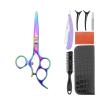 5.5/6.0 Inch Rotary Hair Cutting Scissors Swivel Thumb Barber Accessories Janpanese Steel Professional Hairdressing Scissors Rotating Thumb Shears Rotary Straight Clippers ( Color : Iridescent Purple view 1