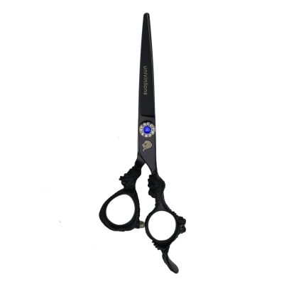 6.0 Inch Black Hair Styling Scissor Professional Hairdressing Scissors Kit Hair Cutting Thinning Shears Barber Accessories Dragon Shaped Salon Hair Clipper Japanese Steel ( Size : Cutting Scissor )