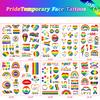 10 Sheets(108PCS) Pride Day Temporary Tattoo for LGBT Gay Pride Fake Tattoos Rainbow Flags Hearts Lips Stars Ribbons Tattoo Stickers Pride Parades Celebrations Party Supplies for Arm Body Face view 2