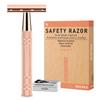 Rose Gold Double Edge Safety Razor, Single Blade Razors for Women, with 10 Platinum Coated Safety Razor Blades, 1 Blade Razors, Anti-slip Handle, Metal Material, Reusable, Eco-friendly, Smooth Shaving view 1