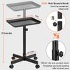 JOSTZHXIN Salon Rolling Tray, Premium Aluminum Tattoo Tray, Salon Rolling Cart Adjustable Height, SPA Service Rolling Trolley Tray for Beauty Hairstylist Dental Clinic,Black view 4