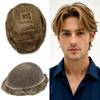 Mens Toupee Hair System For Men Full French Lace Hairpiece For Men Hairpiece 100% European Human Hair Mens Hair System Natural Hairline 7x9-100% Light to medium density 17# DARK ASH BLONDE view 1
