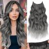 KooKaStyle Invisible Wire Hair Extensions with Transparent Headband Adjustable Size 4 Secure Clips Long Wavy Secret Wire Hairpiece 20 Inch Grey/Sliver Mixed for Women view 1