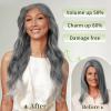 KooKaStyle Invisible Wire Hair Extensions with Transparent Headband Adjustable Size 4 Secure Clips Long Wavy Secret Wire Hairpiece 20 Inch Grey/Sliver Mixed for Women view 3