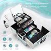 Joligrace Makeup Box 11.6-Inch Cosmetic Train Case for Women Travel Jewelry Organizer with Compartments & Mirror Portable Lockable Make-up Trunk Turquoise view 2