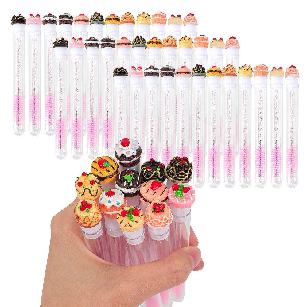 60 Pcs Lash Disposable Mascara Brushes Diamond Eyelash Spoolies Makeup Brush Mascara Wand in Sanitary Tube Lash Supplies (CAKE)