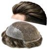 Toupee For Men Hair Pieces Swiss Lace Hair Replacement System Mens Toupee 100% Human Hair Pieces For Men French Lace Bleached Knot 7x9Light to medium density #530 5# MEDIUM LIGHT BROWN+30% GREY view 1