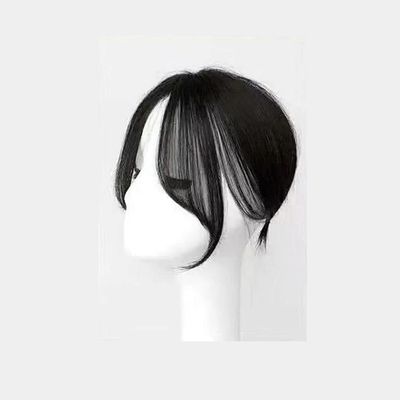 3D Eight-character Bangs,Middle-Part Bangs False Natural Synthetic Hairpiece Front Side Bangs Seamless Synthetic Hairpiece Fake Bangs(Natural Black)