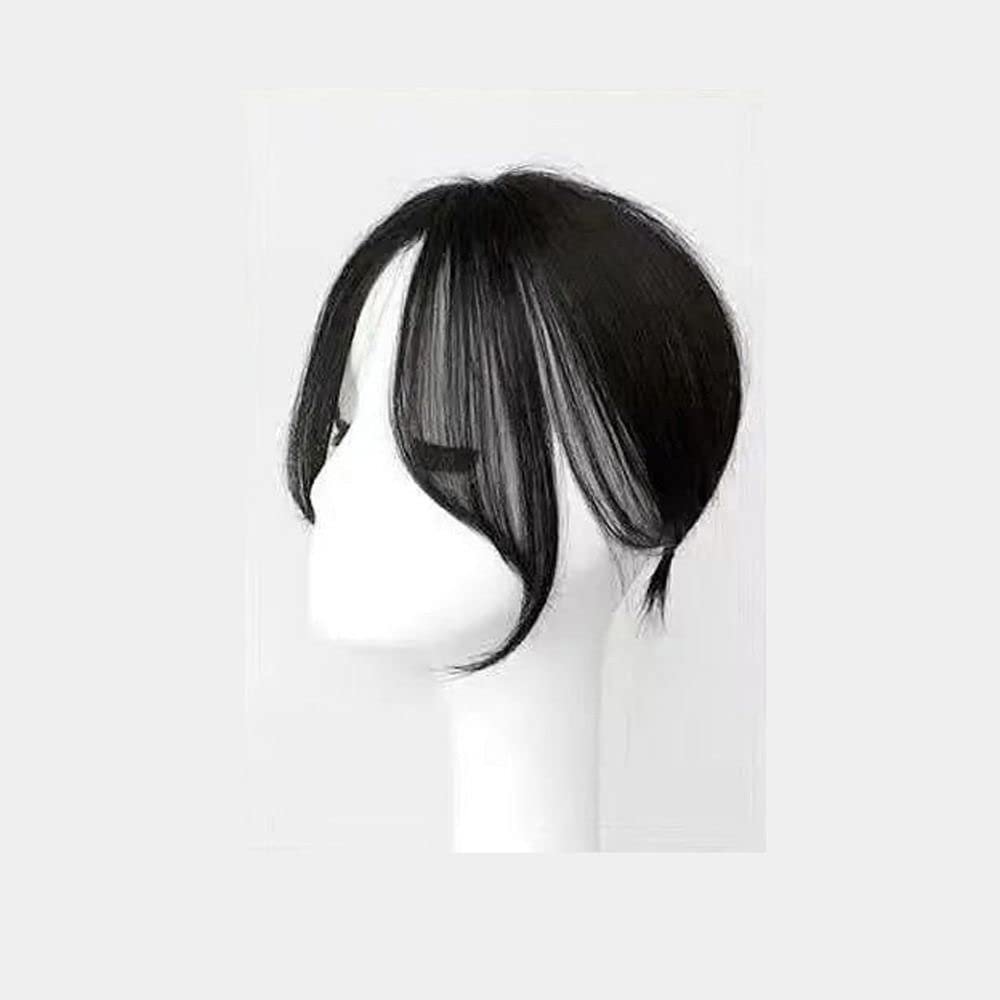3D Eight-character Bangs,Middle-Part Bangs False Natural Synthetic Hairpiece Front Side Bangs Seamless Synthetic Hairpiece Fake Bangs(Natural Black)