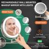 GREENFROM Rechargeable Wall Mounted Makeup Mirror Brushed Nickel, 8.5'' Magnifying Mirror with Lights Double-Sided 1X/10X 360 Rotation Extension Bathroom Shaving Mirror with Foldable Arm view 2