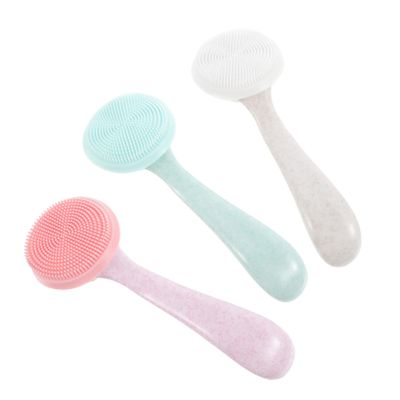 3pcs Manual Facial Cleansing Device Handheld Face Wash Brush Silicone Facial Cleansing Brush for Pore Gentle Exfoliating (Assorted Color)