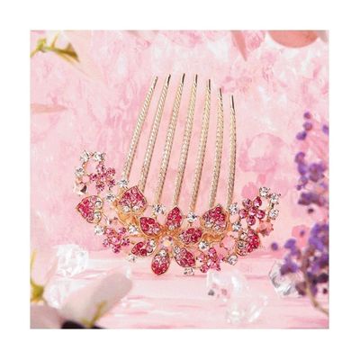 Wedding Hair Comb Hair Side Comb Hair Comb Clip Women Hair Combs Accessories Flower Rhinestones Hair Side Comb Decorative Hair Comb Clips Bridal Hair Comb Pins Side Comb (Color : Purple, Size : One