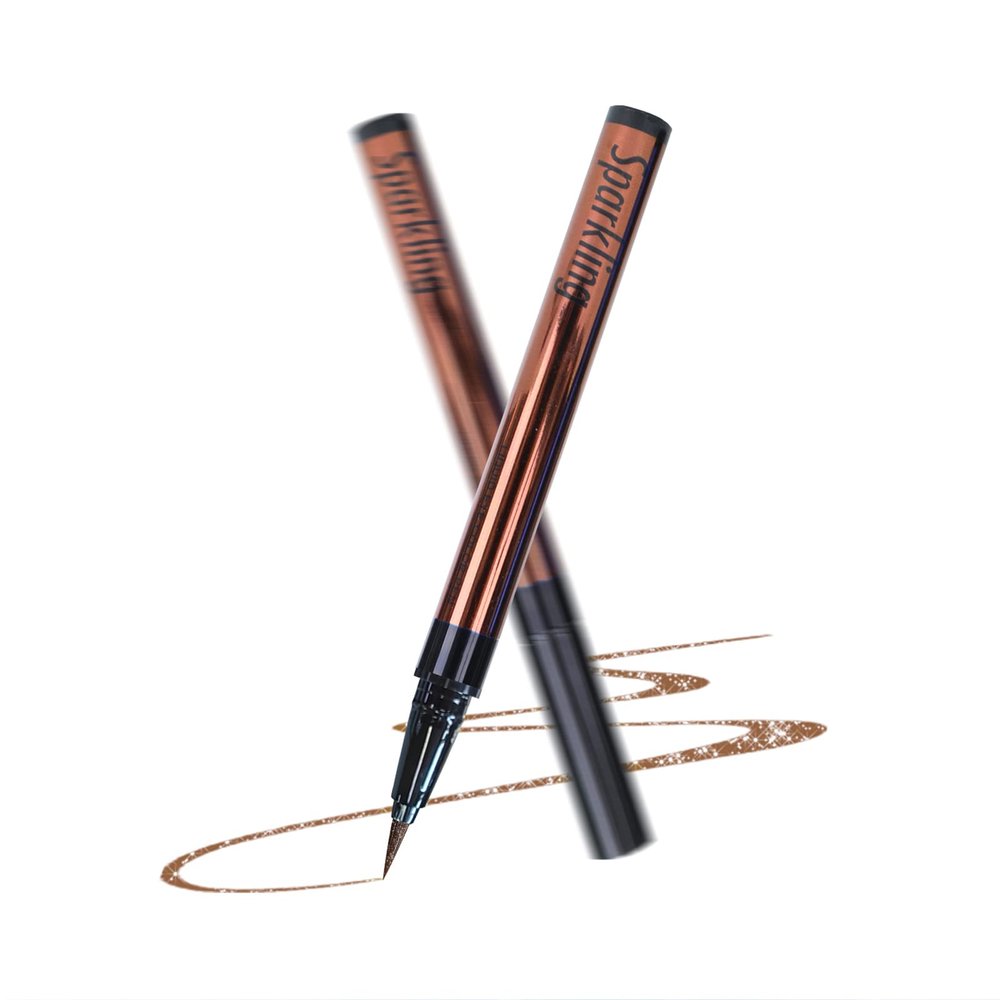 Music Flower Eyeliner Pen,Waterproof liquid Eyeliner with Precision Tip,Metallic Shimmer Color Eyeliners Smudge-Resistant Long wearing (Light brown)