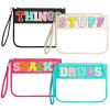 Buryeah 4 Pcs Chenille Letter Pouch Flat Nylon Clear Snack Bags Flat Multipurpose Zipper Makeup Bag for Travel Toiletry Bag Water-proof Cosmetic Pouch for Women(Cute Style) view 1