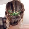 BETITETO Crystal Flower Hair Comb Bridal Wedding Rhinestone Hair Pin Piece for Women Girls (Green) view 1