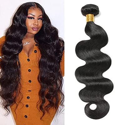 10A Body Wave 1 Bundles (20Inch) Single Human Hair Bundles 100% Unprocessed Virgin Human Hair Brazilian Body Wave One Bundles Human Hair 1B Natural Black