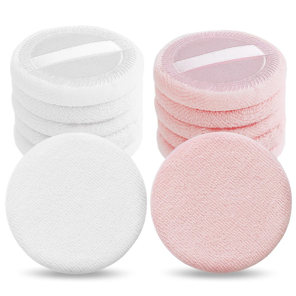 Sibba 12 PCS Blush Loose Powder Puff Face Setting Body Makeup Soft Velour Sponge Cosmetic Blender Make Up Mini Portable Finger Applicator Holder Small Fluffy Highlighter Facial Cosmetic Cushion