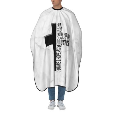 55"x66" Jeremiah 29:11 Bible Verse Jesus Cross Christian Gift for Men Barber Cape - Haircut Cape for Men Unisex Black Hair Cutting Cape with Adjustable Neck Size - Hairdresser Cape for Hair Treatment
