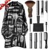 12PCS Hair Cutting Comb Set - Barber Combs for Men & Stylists - Barber Cape with Adjustable Neck Size & Neck Duster Brush view 1