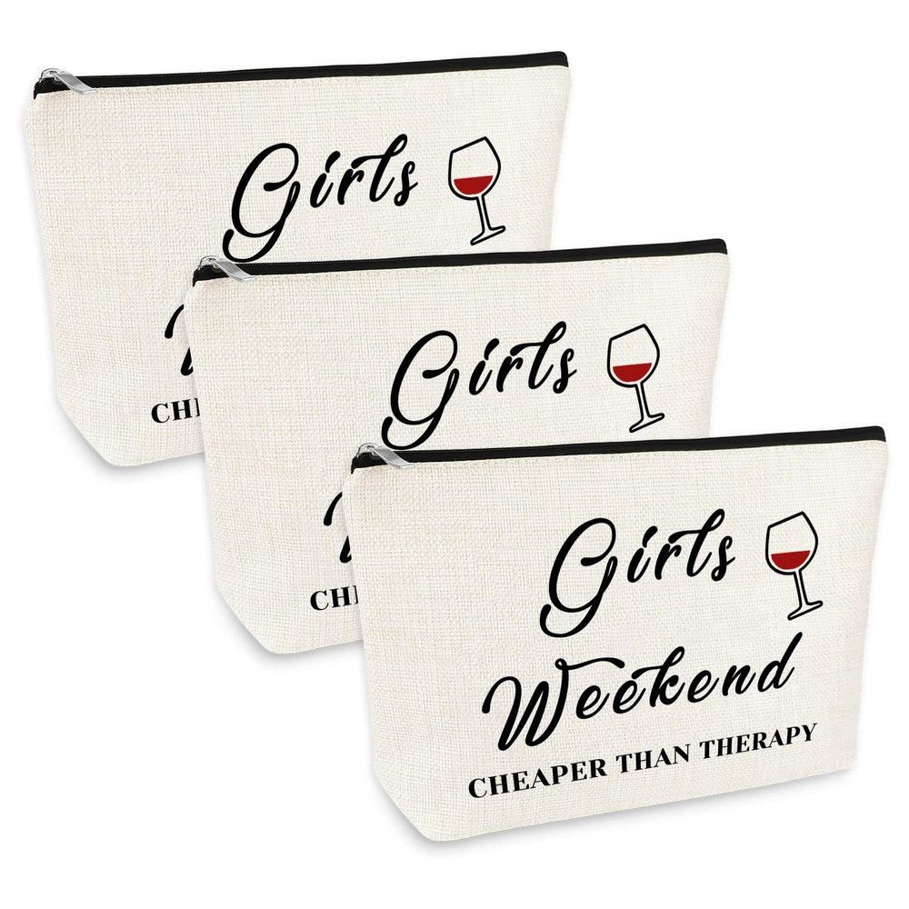 3 Pcs Girls Weekend Best Friends Gift for Women Makeup Bag Friendship Travel Trip Gift Cosmetic Bag Christmas Graduation Wedding Birthday Present for Sister Friends Bestie Travel Toiletry Pouch