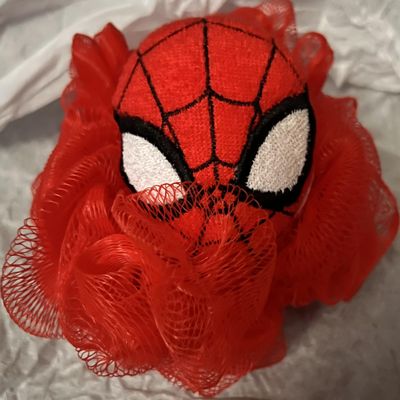 Spider-Man Kids Bath Loofah Sponge  Marvel Microfiber Exfoliating Body Scrubber, Light Blue Shower Puff