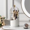 YOOLENS Makeup Brush Holder with Lid 360 Rotating Clear Dustproof Make Up Organizers for Vanity Bathroom Countertop, Transparent view 1