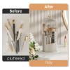 YOOLENS Makeup Brush Holder with Lid 360 Rotating Clear Dustproof Make Up Organizers for Vanity Bathroom Countertop, Transparent view 4