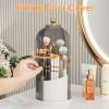 YOOLENS Makeup Brush Holder with Lid 360 Rotating Clear Dustproof Make Up Organizers for Vanity Bathroom Countertop, Gray view 2