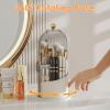 YOOLENS Makeup Brush Holder with Lid 360 Rotating Clear Dustproof Make Up Organizers for Vanity Bathroom Countertop, Gray view 3