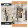 YOOLENS Makeup Brush Holder with Lid 360 Rotating Clear Dustproof Make Up Organizers for Vanity Bathroom Countertop, Gray view 4