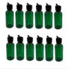 Natural Farms 2 oz Green Boston Bottles - 12 Pack Black Spout Cap view 1