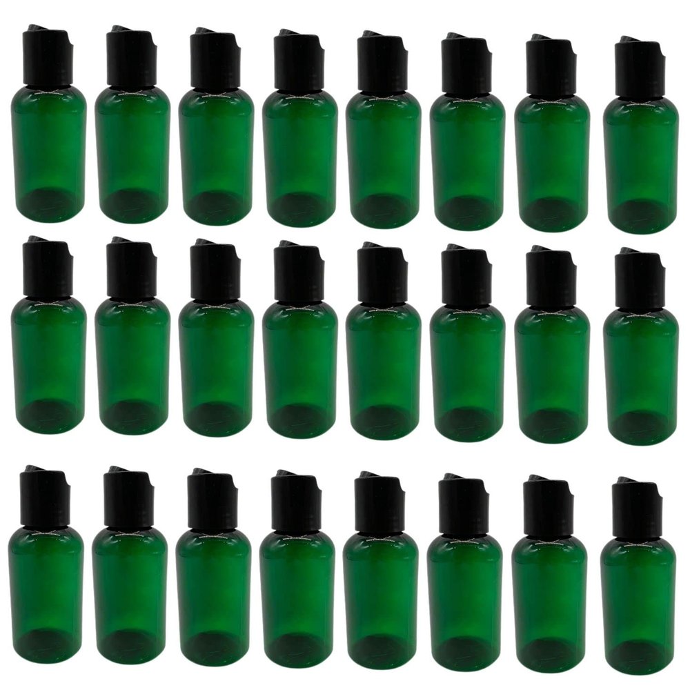 Natural Farms 2 oz Green Boston Bottles - 24 Pack Black Smooth Disc Caps