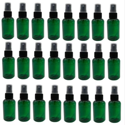 Natural Farms 2 oz Plastic Green Boston Bottles - 24 Pack Black Fine Mist Sprayers