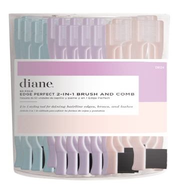 Diane Edge Perfect 2-in-1 Brush and Comb, 60-Pack, Assorted Colors, D8124