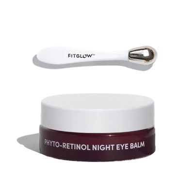 Fitglow Beauty Phyto-Retinol Night Eye Balm | Gentle Plant-Based Anti-Aging Eye Skincare | Smooths Fine Lines, Locks Moisture & Restores Bounce | Includes Acupressure Tool | 15ml