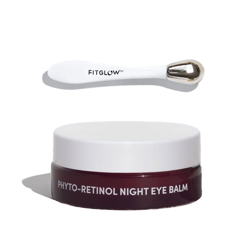 Fitglow Beauty Phyto-Retinol Night Eye Balm | Gentle Plant-Based Anti-Aging Eye Skincare | Smooths Fine Lines, Locks Moisture & Restores Bounce | Includes Acupressure Tool | 15ml
