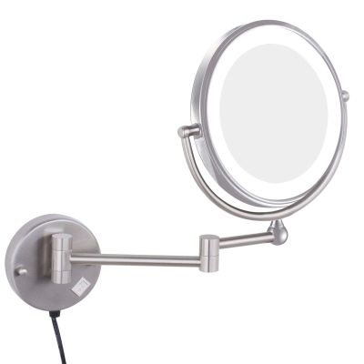 YSUEFIJO Wall Mounted Makeup Mirror, Vanity Mirror with Lights, 3X/5X/7X/10X Magnifying Vanity Mirror, Double-Sided Cosmetic Mirror, 360Adjustable Rotation, Bathroom Shaving Make Up Mirror