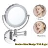 YSUEFIJO Lighted Vanity Makeup Mirror, Extendable Double Side Vanity Mirror, Portable Travel Cosmetic Mirror, 3X/5X/7X/10X Magnification, Metal Frame, Bathroom Beauty Mirror view 3