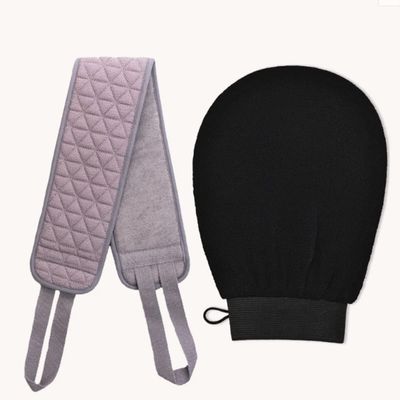 Ujicde 2pcs Deep Exfoliating Glove for Body, Women Shower Gloves Exfoliating, Shower Scrubbing Mitt for Softer Illuminate Skin, Silky Smooth Skin (Color : Black#1)