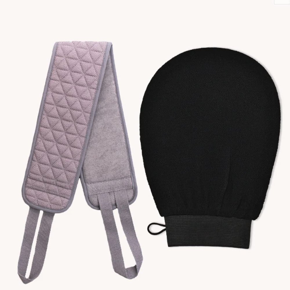 Ujicde 2pcs Deep Exfoliating Glove for Body, Women Shower Gloves Exfoliating, Shower Scrubbing Mitt for Softer Illuminate Skin, Silky Smooth Skin (Color : Black#1)