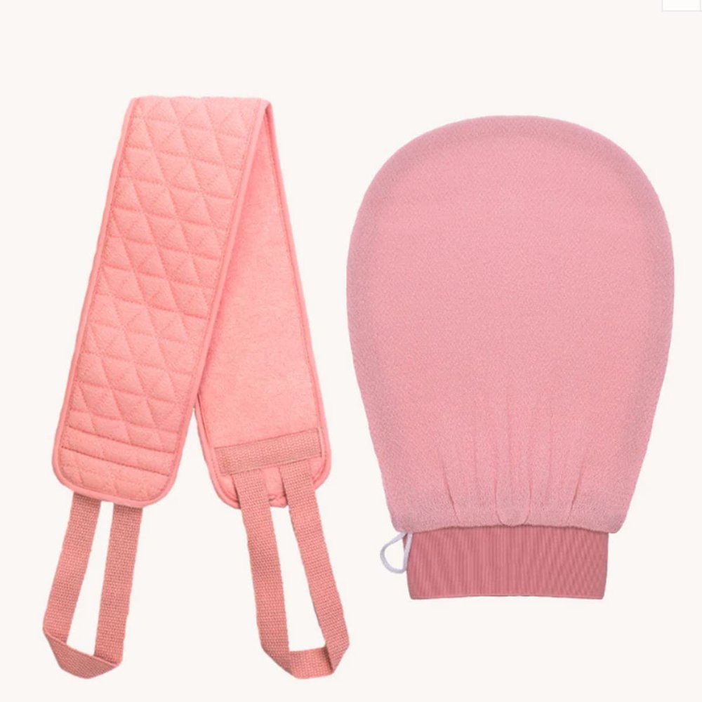 Ujicde 2pcs Deep Exfoliating Glove for Body, Women Shower Gloves Exfoliating, Shower Scrubbing Mitt for Softer Illuminate Skin, Silky Smooth Skin (Color : Pink)