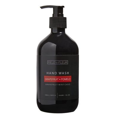FIELD FLEUR Grapefruit Pomelo 15oz Hand Wash. Aromatic and Nourishing Hand Soap, Infused with Natural Aromatherapy Essential oils that includes grapefruit,peach,mint & cassis buds. Made in the USA
