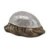 Hair System For Men Toupee Human Hair Replacement All Poly Mens Hair Piece 0.1mm Skin PU Hairpieces For Man Hair Unit Grey Brown Black Patch Wigs (7"X9", #310 3# DARK BROWN WITH 10% SYNTHETIC GREY) view 3